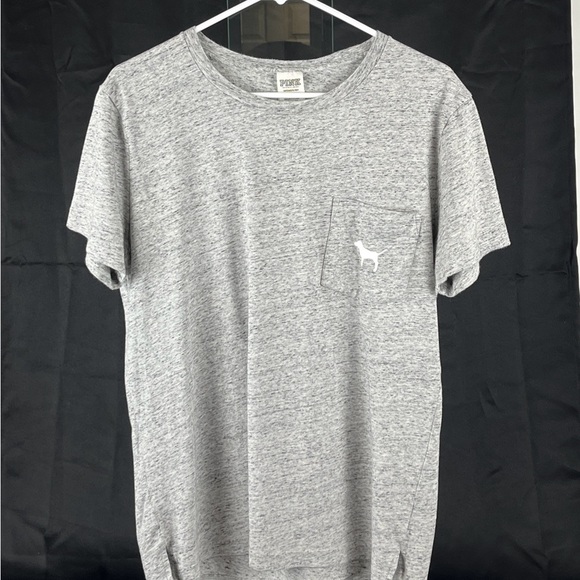 PINK Victoria’s Secret Iconic Dog Logo SS T-Shirt Size S Heathered Gray Black - Picture 13 of 16